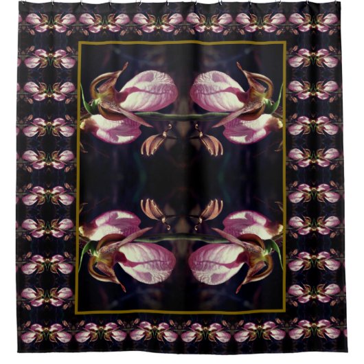 Wilde Roze Dame Slipper Orchidee Abstract Douchegordijn (Voorkant)