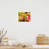 Wilde Roze Dame Slipper Orchidee Paar Distressed A Poster (Keuken)