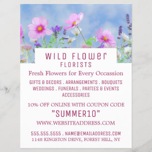 Wilde roze Floral, bloembakkerij Adverteren Flyer