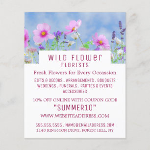 Wilde roze Floral, bloembakkerij Adverteren Flyer
