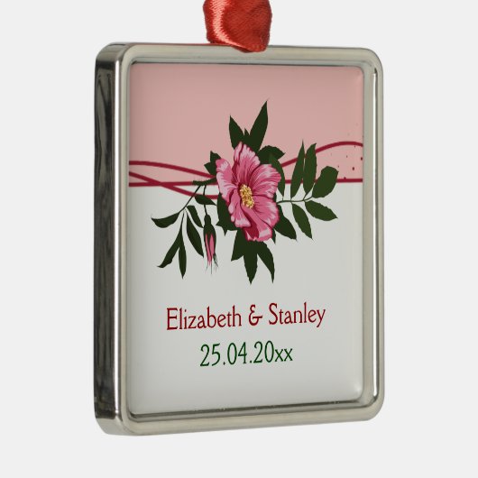 Wilde roze roos bloemen bruiloft keepsake ornament (Rechts)