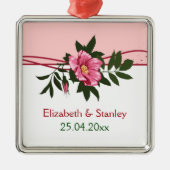 Wilde roze roos bloemen bruiloft keepsake ornament (Voorkant)