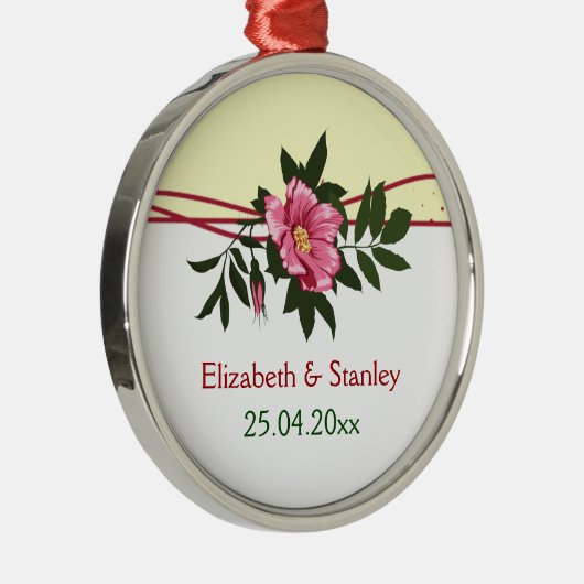 Wilde roze roos bloemen bruiloft keepsake ornament (Rechts)