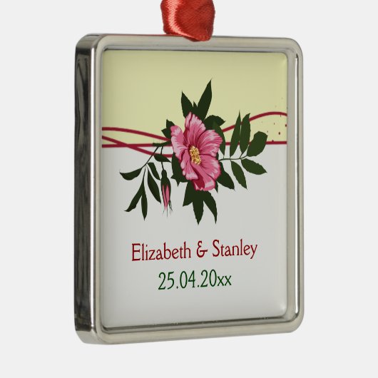 Wilde roze roos bloemen bruiloft keepsake ornament (Rechts)