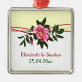 Wilde roze roos bloemen bruiloft keepsake ornament (Voorkant)