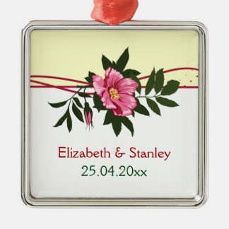 Wilde roze roos bloemen bruiloft keepsake ornament