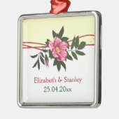 Wilde roze roos bloemen bruiloft keepsake ornament (Links)