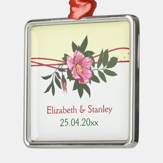 Wilde roze roos bloemen bruiloft keepsake ornament (Links)