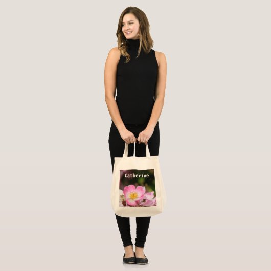 wilde roze roze canvas tas. Voeg jouw naam toe. Tote Bag (Voorkant (model))