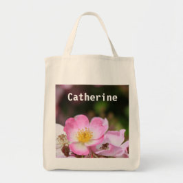 wilde roze roze canvas tas. Voeg jouw naam toe. Tote Bag