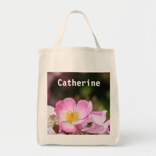 wilde roze roze canvas tas. Voeg jouw naam toe. Tote Bag (Voorkant)