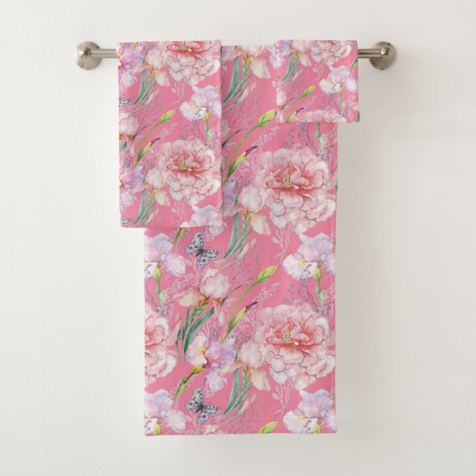 Wilde Roze Rozen Bad Handdoek Set (Insitu)