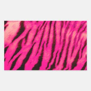 Wilde roze tijgerstrepen met trilling rechthoekige sticker