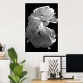 Wilde Rozen Black en White Floral Poster (Thuiskantoor)