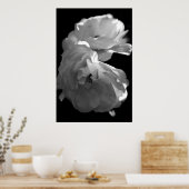 Wilde Rozen Black en White Floral Poster (Keuken)