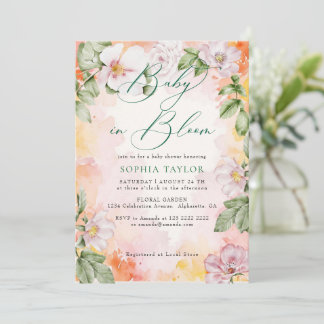 Wilde Rozen Elegante Baby in Bloom Baby Shower Kaart