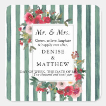 Wilde Rozen en Basil Green Stripes Wine Label