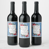 Wilde Rozen en Blauwe Iolite Stripe Wine Label Wijn Etiket (Flessen)