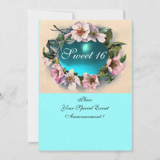 WILDE ROZEN EN BLAUWE LINTEN ZOETE 16 FOTO SJABLOO KAART (Achterkant)