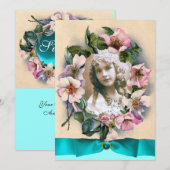 WILDE ROZEN EN BLAUWE LINTEN ZOETE 16 FOTO SJABLOO KAART (Voorkant / Achterkant)