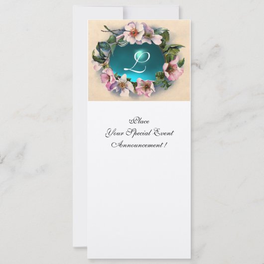 WILDE ROZEN EN BLAUWE RIBBON FOTO-MONOGRAM KAART (Achterkant)