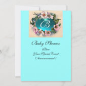 WILDE ROZEN EN BLAUWE RIBBON FOTO-MONOGRAM KAART (Achterkant)