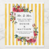 Wilde Rozen en Daffodil Etiket voor geelstripe wij (Enkel label)