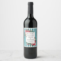 Wilde Rozen en Harbour Blue Stripe Wine Label