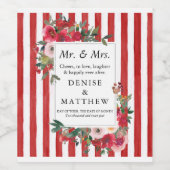 Wilde Rozen en Lava-Herfsten met gekleurde strepen Wijn Etiket (Enkel label)