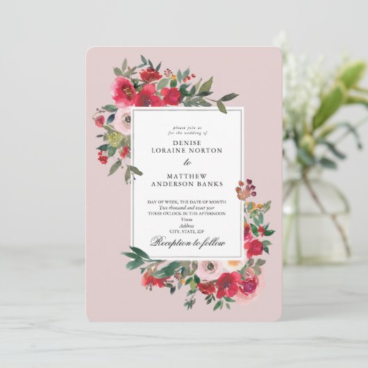 Wilde Rozen en Mauve Krijt Kaart (Staand voorkant)