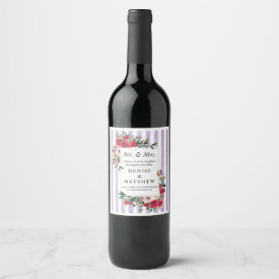 Wilde Rozen en pasta’s Lila etiket met strepe wijn