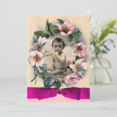 WILDE ROZEN EN PINK RIBBON FOTO TEMPLATE MONOGRAM KAART (Staand voorkant)