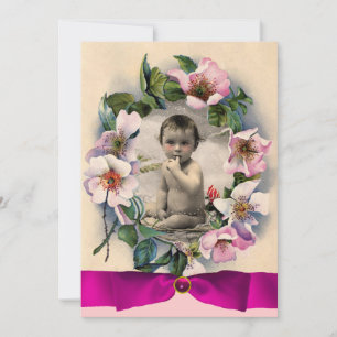 WILDE ROZEN EN PINK RIBBON FOTO TEMPLATE MONOGRAM KAART