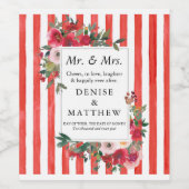 Wilde Rozen en Pooverana Rood Wijnlabel Wijn Etiket (Enkel label)