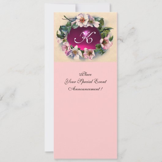 WILDE ROZEN EN ROZE LINT FOTO SJABLOON MONOGRAM KAART (Achterkant)