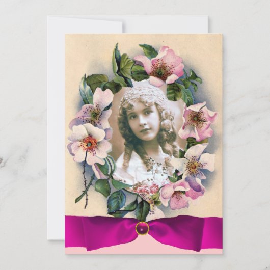 WILDE ROZEN EN ROZE LINT ZOETE 16 FOTOTEMPLATE KAART (Voorkant)