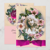 WILDE ROZEN EN ROZE LINT ZOETE 16 FOTOTEMPLATE KAART (Voorkant / Achterkant)