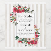 Wilde Rozen en Sneeuwwitstropen Wijnlabel Wijn Etiket (Enkel label)