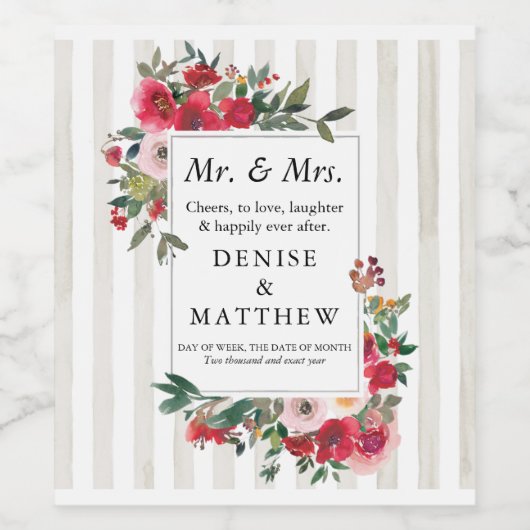 Wilde Rozen en Sneeuwwitstropen Wijnlabel Wijn Etiket