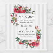 Wilde Rozen en Tropische zegenstripe Wijnlabel Wijn Etiket (Enkel label)