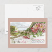 Wilde Rozen en vignet verjaardag Briefkaart (Voorkant / Achterkant)