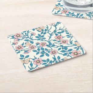 Wilde rozen en vlinders /roze/blauw/crème kartonnen onderzetters