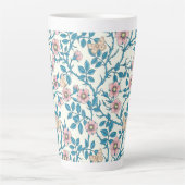 Wilde rozen en vlinders /roze/blauw/crème latte mok (Voorkant)
