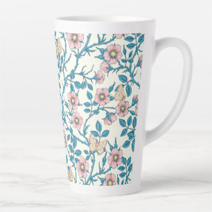 Wilde rozen en vlinders /roze/blauw/crème latte mok