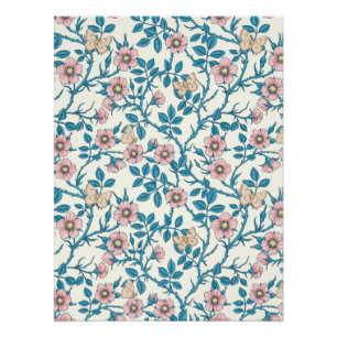Wilde rozen en vlinders /roze/blauw/crème perfect poster