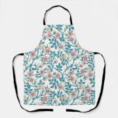 Wilde rozen en vlinders /roze/blauw/crème schort (Voorkant)