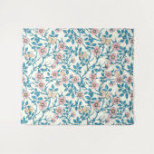 Wilde rozen en vlinders /roze/blauw/crème wandkleed (Voorkant (horizontaal))