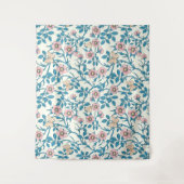Wilde rozen en vlinders /roze/blauw/crème wandkleed (Voorkant)
