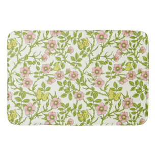 Wilde rozen en vlinders /roze/lichtgroen/geel badmat