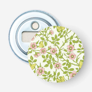 Wilde rozen en vlinders /roze/lichtgroen/geel button flesopener